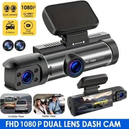 Dashcam voor en binnen dubbele camera, 1080P DVR Dashcam-rijrecorder met 3,16 inch IPS-scherm, 170° groothoekondersteuning, helder nachtzicht, botsingsvergrendeling en lusopname — thumbnail 2