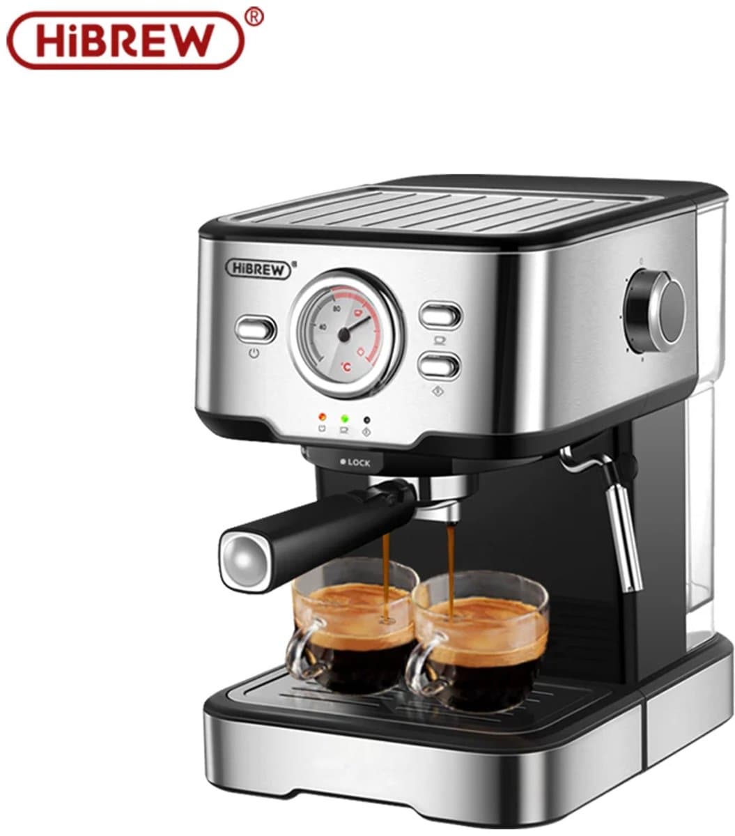 Koffiezetapparaat - koffiemachines - HiBREW Koffiezetapparaat Cafetera 20-bar Espresso inox Semi-automatische Expresso Cappuccino Heet water Stoomtemperatuurweergave H5 — afbeelding 1
