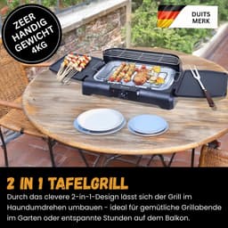 Sommertal BBQ231 elektrische grill | Balkon grill | 2200 W | Camping grill | 2-in-1 tafelgrill met standaard | Traploze temperatuurregeling | Opbergruimte | Snelle opwarming | Windbescherming — thumbnail 2