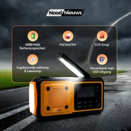 NoodNieuws Noodradio – AM/FM/SW – Zonnepaneel – 4000mAh Powerbank — thumbnail 3