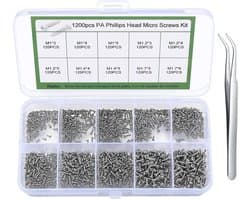 1200 stuks Kleine Schroeven, Mini Zelftappende Schroevenset, Micro Kleine Ronde Kop Schroeven Assortiment Set voor Brillen Horloges Telefoons Camera's Laptops Schroeven - M1/M1.2/M1.4/M1.7