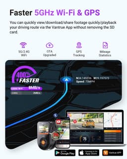 Vantrue S1 Pro Max 4K+4K Dashcam Voor- en Achterkant, Dual 2160P Dashcam met STARVIS 2 HDR PlatePix™ Nachtzicht, 5GHz WiFi, GPS-snelheid, 24/7 Parkeermodus, ADAS/BSD, Optionele LTE, Ondersteunt tot 1TB Max — thumbnail 5