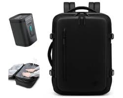 Mercadome® Vacuüm compressie rugzak - Rugzak - Waterbestendig - Incl. Vacuümpomp - Met Laptop Vak - Ademend - Met Anti-Dieven Slot - Zwart - 33x15x48cm