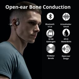 Langsdom Bone Conduction Headphone - Sportoordopjes - Koptelefoon - Sport oortjes - Open-ear - Bluetooth - IPX8 Waterbestendig - Draadloos - 32GB interne geheugenkaart — thumbnail 3
