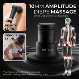 Duriant®- Massage gun professioneel-Unieke 2-in-1 Functionaliteit-Massage gun- Professioneel- Massage pistool- 4 opzetstukken- Ergonomisch Gebogen Design – Spierherstel & Ontspanning-Volledige lichaamsmassage –Overal inzetbaar- Zwart — thumbnail 4