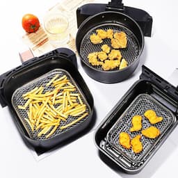 Airfryer rek-Airfryermand-stapelbaar roestvrijstalen airfryermandje-3-laags koelrekken voor oven-rechthoekige- Airfryer-accessoires (19 cm L x 13,5 cm H x 9,4 cm H)-3-pack — thumbnail 3