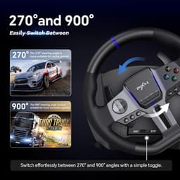 PXN V9 Gen 2 Gaming Racesturen - Met Pedalen en Shifter Gaming stuurwiel - 270/900°- Race Stuur- Geschikt voor PS4 - Xbox One - PC - Xbox Series X|S - PS3 - Met App — thumbnail 2
