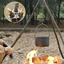 Kampeertrip voor koken - Een set kampvuurstatief - Gemaakt van roestvrij staal - Zal een essentiële kampeeruitrusting zijn wanneer u buiten kookt of grilt - Zilver — thumbnail 3