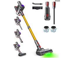 RFWR® Draadloze Accustofzuiger met Sterke Zuigkracht en Afneembare Accu - 6-in-1 Stofzuiger voor Dierenharen op Hardhouten Vloeren en Tapijt