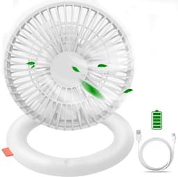 Tafelventilator Draadloos - Opvouwbaar-7 Uur - Mini Aircooler - Stille Ventilator - USB Fan - Vakantie - Wit — thumbnail 1