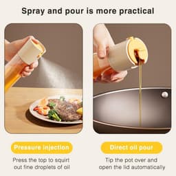 Daity glazen oliesprayfles300 ml - 2-in-1 keukenoliedispenser - heldere oliesprayfles voor keuken - airfryer - grill - bakken en koken ( 2-pack，wit en groen) — thumbnail 6