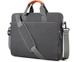 Laptophoes-aktetas-aktetas heren18" Laptop PC Schoudertas - Waterdichte Stoffen Aktetas - Lichtgewicht Toploader - Zakelijk Casual of School - Grijs - 45x31x3.5cm