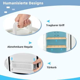 COSTWAY Mini koelkast, 10 L Draagbare AC / DC schoonheid koelkast met LED-spiegel, afneembare planken voor huidverzorging, make-up, drank, Compacte koelkast, Thermo-elektrische koeler / verwarming voor auto, slaapkamer — thumbnail 2