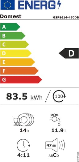 Exquisit GSP8614-450DB - 5 Jaar garantie - Vaatwasser - Vrijstaand - Startuitstel - 14 Couverts - 47dB - Zwart — thumbnail 2