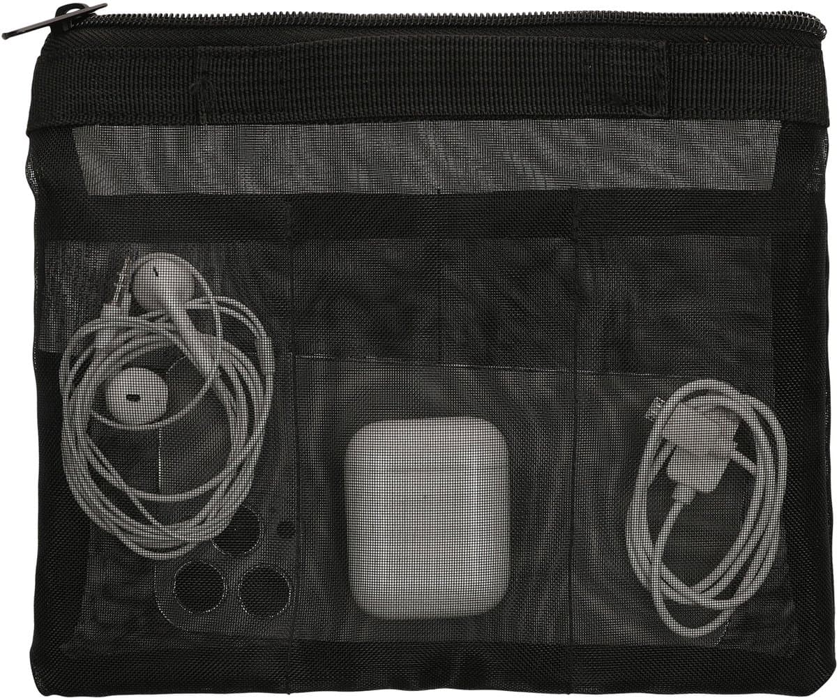 kwmobile Mesh reisorganiser - accessoire organiser - gaasvak voor mobiele telefoon kabel power bank harde schijf oplader - ritsvak - zwart. — afbeelding 1