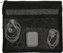 kwmobile Mesh reisorganiser - accessoire organiser - gaasvak voor mobiele telefoon kabel power bank harde schijf oplader - ritsvak - zwart. — thumbnail 1