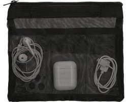 kwmobile Mesh reisorganiser - accessoire organiser - gaasvak voor mobiele telefoon kabel power bank harde schijf oplader - ritsvak - zwart.