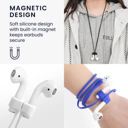 kwmobile magnetische band geschikt voor Samsung Galaxy Buds 3 / Soundcore P20i / Wave Beam / Fun Air Pro 4 - Siliconen strap voor draadloze oordopjes - 80 cm lang - In zwart — thumbnail 4