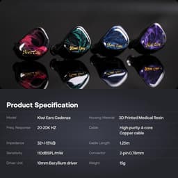 Kiwi Ears Cadenza - In-Ear Monitors - IEM - Dynamische Driver - Audiofiele Oordoppen - Verwisselbare Kabel - Universele Pasvorm - Paars — thumbnail 4