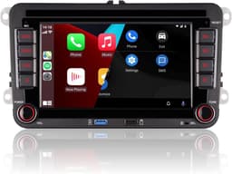 Dubbel Din autoradio compatibel met draadloze CarPlay Android Auto met 7 inch IPS Bluetooth/FM/AM-radio/USB/hoog vermogen Geschikt voor VW Golf 5 6 Passat Jetta Caddy EOS T5 Tiguan Touran CC Polo — thumbnail 1