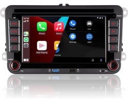 Dubbel Din autoradio compatibel met draadloze CarPlay Android Auto met 7 inch IPS Bluetooth/FM/AM-radio/USB/hoog vermogen Geschikt voor VW Golf 5 6 Passat Jetta Caddy EOS T5 Tiguan Touran CC Polo