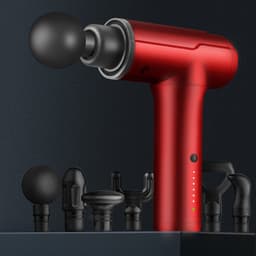 Diep weefselmassagepistool, elektrisch rugmassagepistool, nekpijnverlichtend massageapparaat, handmassageapparaat, 6-koppige percussiemassageapparaat (rood) — thumbnail 1