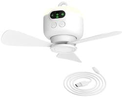 Draagbare kampeerventilator, plafondventilator voor tenten, oplaadbaar 8000 mAh met licht en haak, tijdgestuurd en automatisch uitschakelend, afneembaar ventilatorblad, te gebruiken voor tentluifels, campers, prieelen, strand, slaapzaal, slaapkamer — afbeelding 1