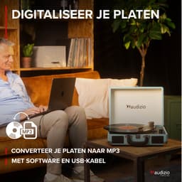 Retro platenspeler met platenkoffer - Audizio RP116BL - Platenspeler Bluetooth - Met speakers - Blauw — thumbnail 4