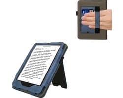 kwmobile flip cover voor e-reader - geschikt voor Amazon Kindle Paperwhite (2024)/Colorsoft - Van imitatieleer en -suède - In donkerblauw / donkergrijs