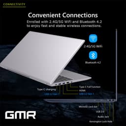 GMR - 15.6 Inch Full HD Laptop - AMD Athlon Silver - 8GB RAM - 256GB SSD - Office 2024 - Windows 11 Pro voor Thuis, Office en Studie notebook — thumbnail 4