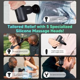 RFWR® Mini Massagepistool met Diepe Weefselmassage en Draagbare Koffer - 5 Siliconen Massagekoppen, 3200 tpm voor Spierpijnverlichting — thumbnail 5
