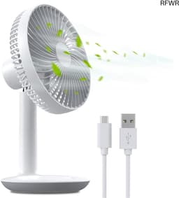 RFWR® Draagbare USB Tafelventilator 6 inch - 4000mAh Oplaadbaar, Stil met 4 Snelheden voor Huis en Camping — thumbnail 1