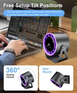 RFWR® Draadloze Oplaadbare Bureauventilator met USB, 4 Snelheden en 360° Draaibaarheid – Compacte Ventilator voor Kantoor, Slaapkamer en Camping — thumbnail 1