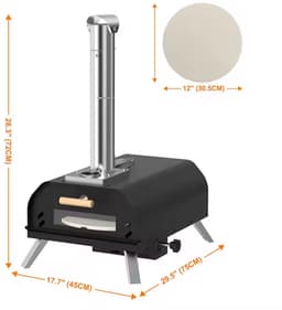 Burnic pizzaoven Prato voor buiten - Pizzaovens - Hout Gestookt - Inclusief Schoorsteen - ø 33 cm - Draagbaar en Opvouwbaar - Tot 500°C — thumbnail 5