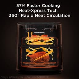 Midea Air fryer MF-CY70K - Hete lucht friteuse - 7L Capaciteit - HeatXpress Technologie - 90% Minder Olie - Energie en Tijdsbesparing met 7 Voorinstellingen - Transparante klep - Verlicht - Antiaanbaklaag, Zwart — thumbnail 3
