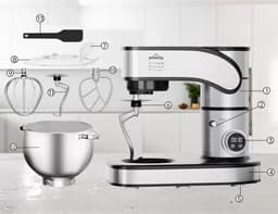 Homelux - Keukenmachine 12L – 2500W Krachtige Deegmixer met LED Touchscreen – Kneedmachine met RVS Kom & 3 Opzetstukken – Professionele Mixer voor Brood, Deeg, Taart – Hamurmakinesi - Deegmachine — thumbnail 4