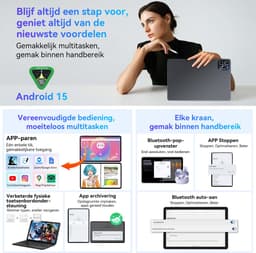TABWEE Tablet - W90 Tablet - 8000 mAh - 24GB RAM - 256GB ROM - 11 Inch - Android 15 - WiFi 6 - Dubbele Simkaart - NETFLIX - Grijs — thumbnail 4