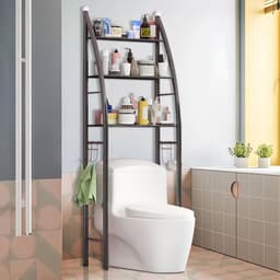 CHIWIN Badkamerrek zonder boren – 3-laags WC opbergrek met haken – Metalen toiletrek – Vrijstaand wasmachinerek – Ruimtebesparend badkamermeubel 166x50cm — thumbnail 4