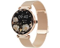 Royal Empire Smartwatch Dames – AMOLED Smartwatch Dames – RVS & Siliconen Bandje – 1,78″ AMOLED Scherm – Stappenteller – Hartslagmeter & SpO2 – Slaapmonitor – Multisport – IP68 Waterdicht – Notificaties – Roségoud
