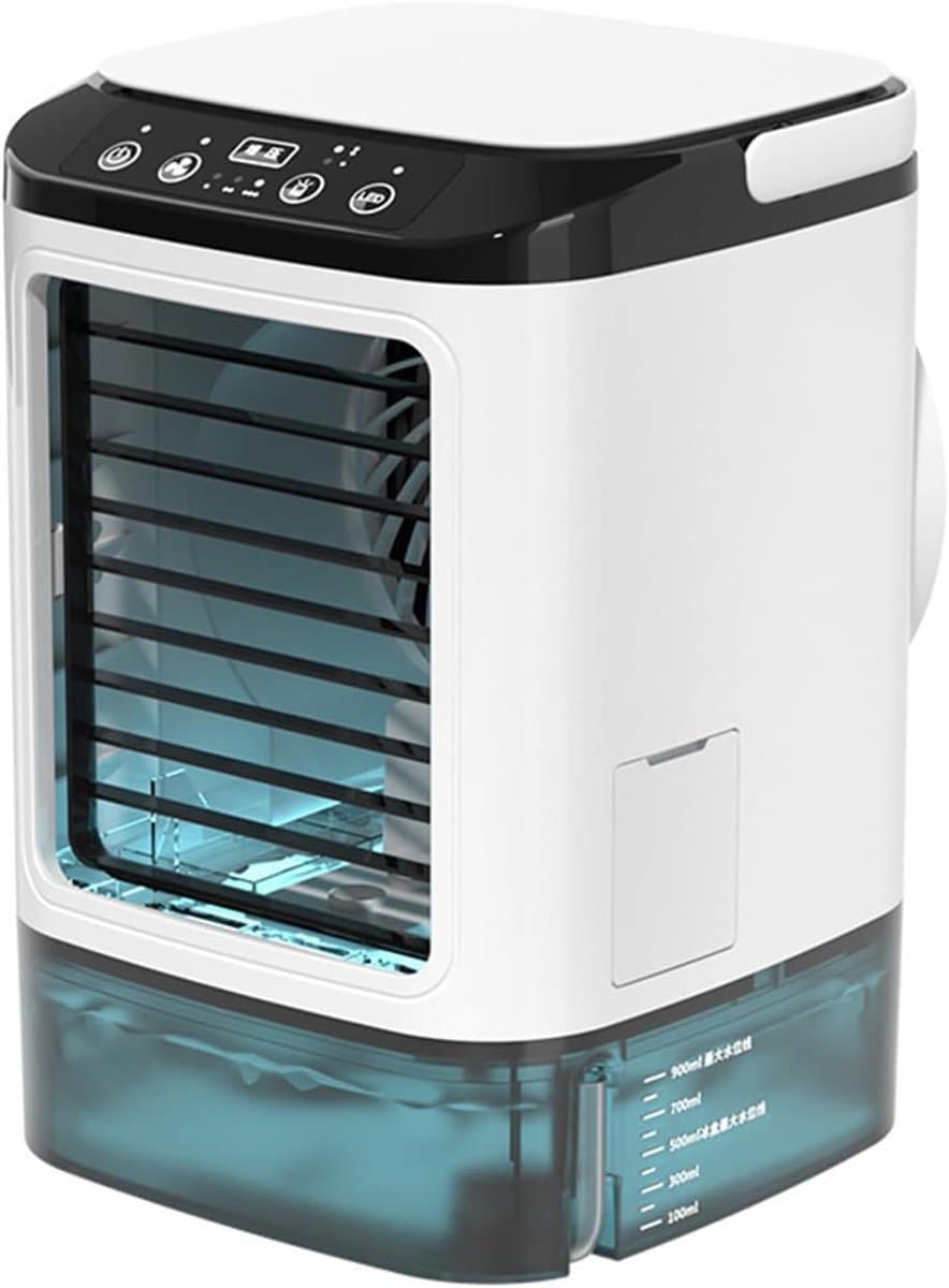 Luchtkoeler - Mini draagbare airconditionerventilator - Geruisloze verdampingsluchtbevochtiger - Airco-unit - 3-in-1 bureau-luchtkoeler met 3 windsnelheden - Koele mist - Bureaukoeler met 7 led-lampjes voor thuis, op reis of op kantoor — afbeelding 1