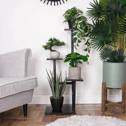 SERALUXE - Plantenrek met 4 Lagen - Plantenstandaard - Plantentafel - Plantenrekken - Plantentrap - Plantentafeltje voor binnen - buiten - Plantenrek voor Bloempotten - Planten etagere - Zwart — thumbnail 5