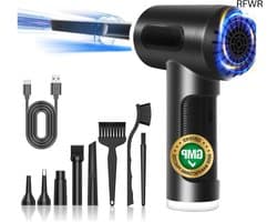 RFWR® Elektrische stofblazer met 3 versnellingen en krachtige accu - Draagbare luchtstofzuiger voor reinigen van apparaten en opblazen