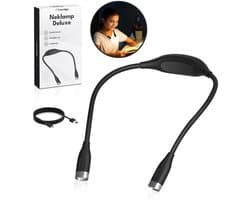 Ironridge® Neklamp - Nek Leeslamp - LED Leeslampje - Flexibele LED Leeslamp - Neklampje voor haakwerk - Bedlamp - USB-C Oplaadbaar leeslampje - 3 Lichtkleuren - Zwart
