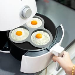 3x luchtfriteuse eivorm - Ø9.8 cm - Kookring - Eivorm - Ei Ringen - Air schimmel - Kookringen - Bakringen - Hamburgerringen - Eierringen - Siliconen Air Fryer Ei Pan - Rond - Accessoires voor heteluchtfriteuses 6QT en hoger - Met 3 holtes — thumbnail 6