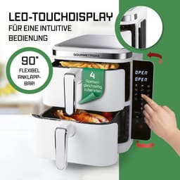 GOURMETmaxx FryUp Verticale heteluchtfriteuse met dubbele kamer, verticale airfryer, inklapbaar touchscreen, 32% ruimtebesparend, inhoud 10 liter, heteluchtfriteuse, 2 kamers — thumbnail 8