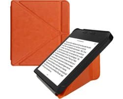 kwmobile e-reader hoesje geschikt voor Kobo Libra 2 hoes - Ereader flip case met standaard - E reader cover van kunstleer - In oranje