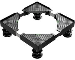 Universele Verhoogde Onderzetter - Voor Mini Koelkast, Wasmachine & Droger | 4 Sterke Poten + Hoogte Verstelbaar (42-63cm) | Zwart | Trillingsdempend