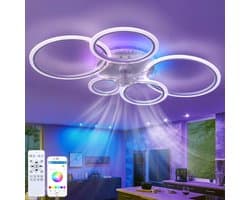 5 Ring Ventilator | Moderne Ringen LED Ventilator | Smart Lamp | RGB| Bedienbaar Met Afstandsbediening & APP | 12 Kleuren | Moderne Ventilator Licht — afbeelding 1