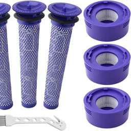 3X Dyson V8-filter - wasbaar en herbruikbaar met dubbellaagse siliconen afdichting voor V7/V8 Animal - absoluut, volledig schoon - voor huishoudens of mensen met allergieën — thumbnail 2