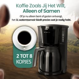 Emerio Koffiezetapparaat met dubbele Thermoskan - 1L Filterkoffie - 8 kopjes per keer - Non-Drip systeem - ook geschikt voor Camping - CME-125050 Zwart — thumbnail 4